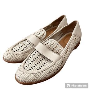 Franco Sarto Women's Hudley 2 Perforated Loafers Size 8 M White Leather Slip On